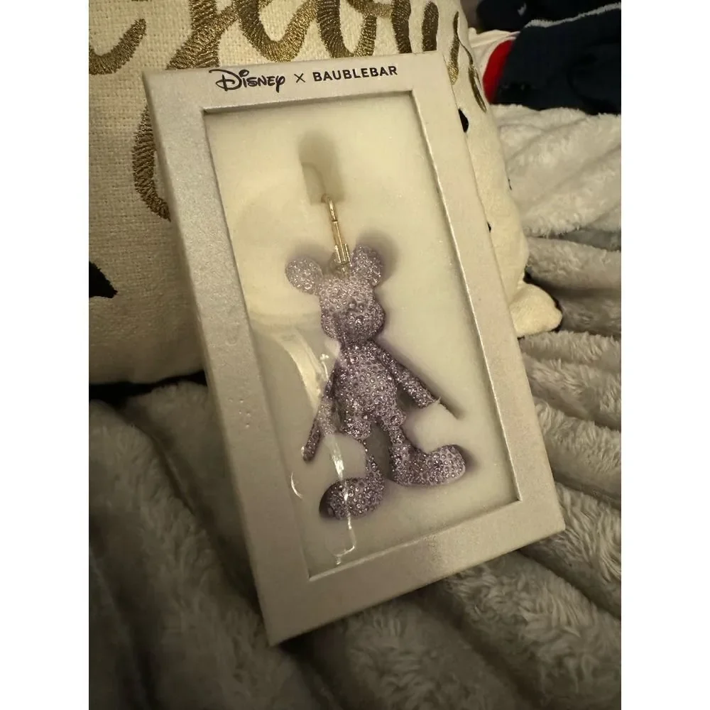 Purple crystal mickey Baublebar disney bag charm/keychain